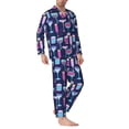 thumbnail image 2 of KLL Wine Glasses And Cocktails Sleepwear Mens Flannel Pajamas,Long Cotton Pj Set, 2 of 7
