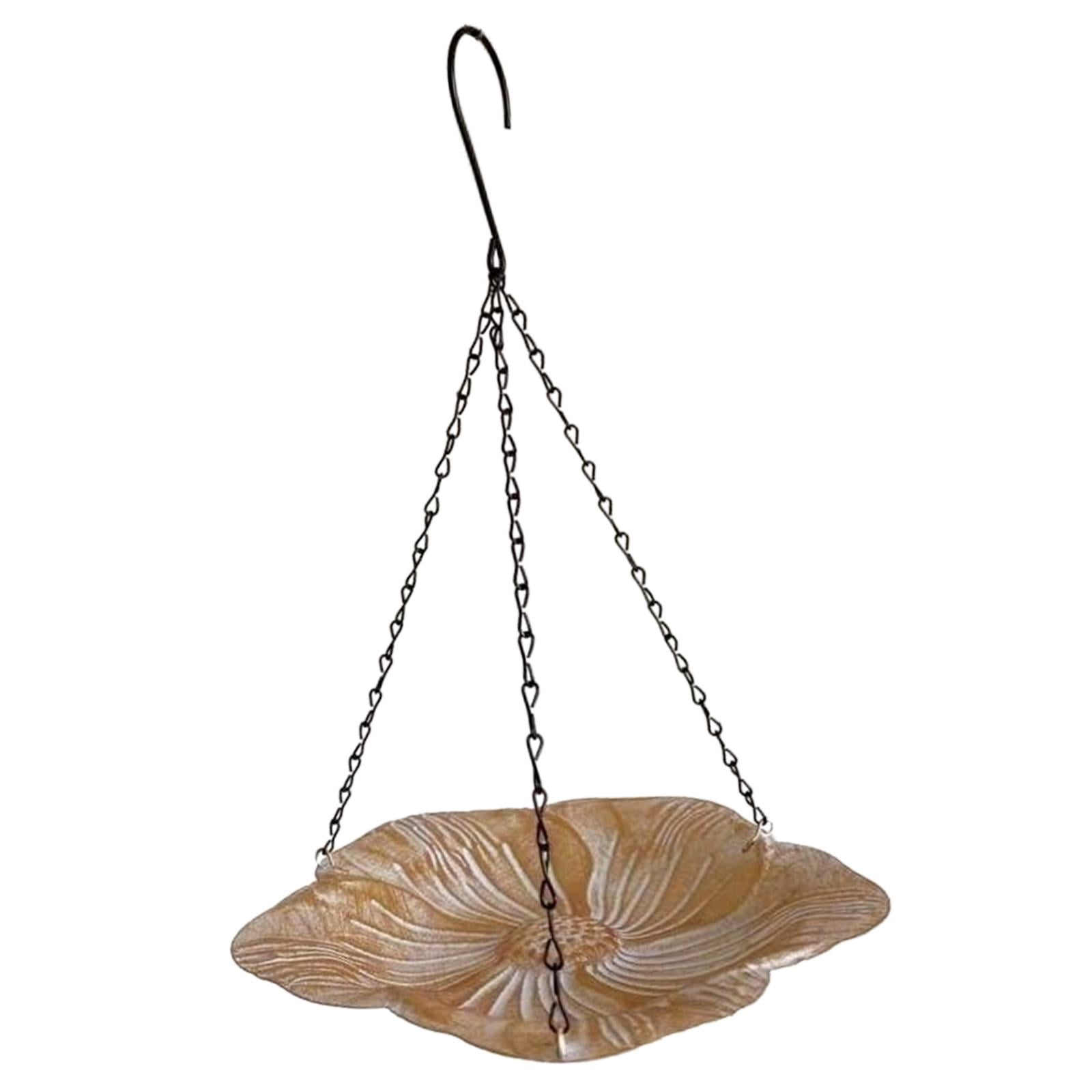 simhoa Outdoor Hanging Bird Feeder Bird Bath Bird Food Holder for Yard Lawn Outside Golden