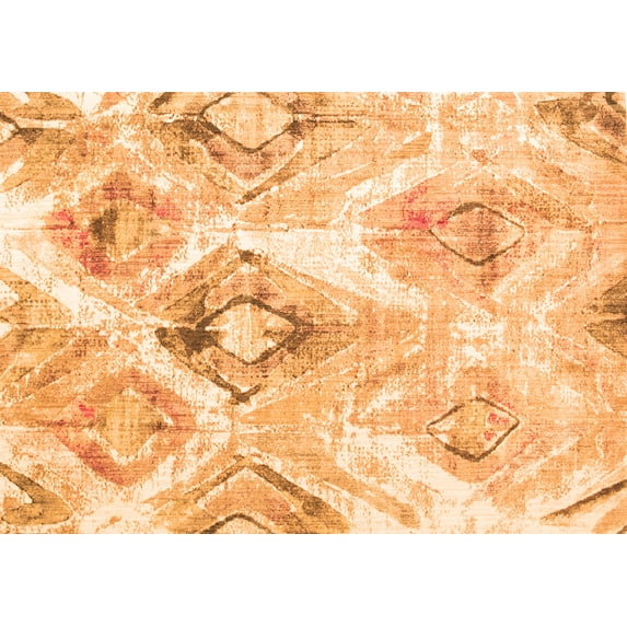 Ahgly Company Indoor Rectangle Abstract Orange Contemporary Area Rugs, 6' x 9'