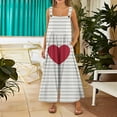 thumbnail image 5 of Fgvctg Valentine's Day Women's Overalls Wide Leg Pant Casual Overall Love Heart Graphic Sleeveless Date Night Spaghetti Straps Jumpsuit Romper Bib Overalls Loose Sprimg Pants With Pockets Black L, 5 of 6