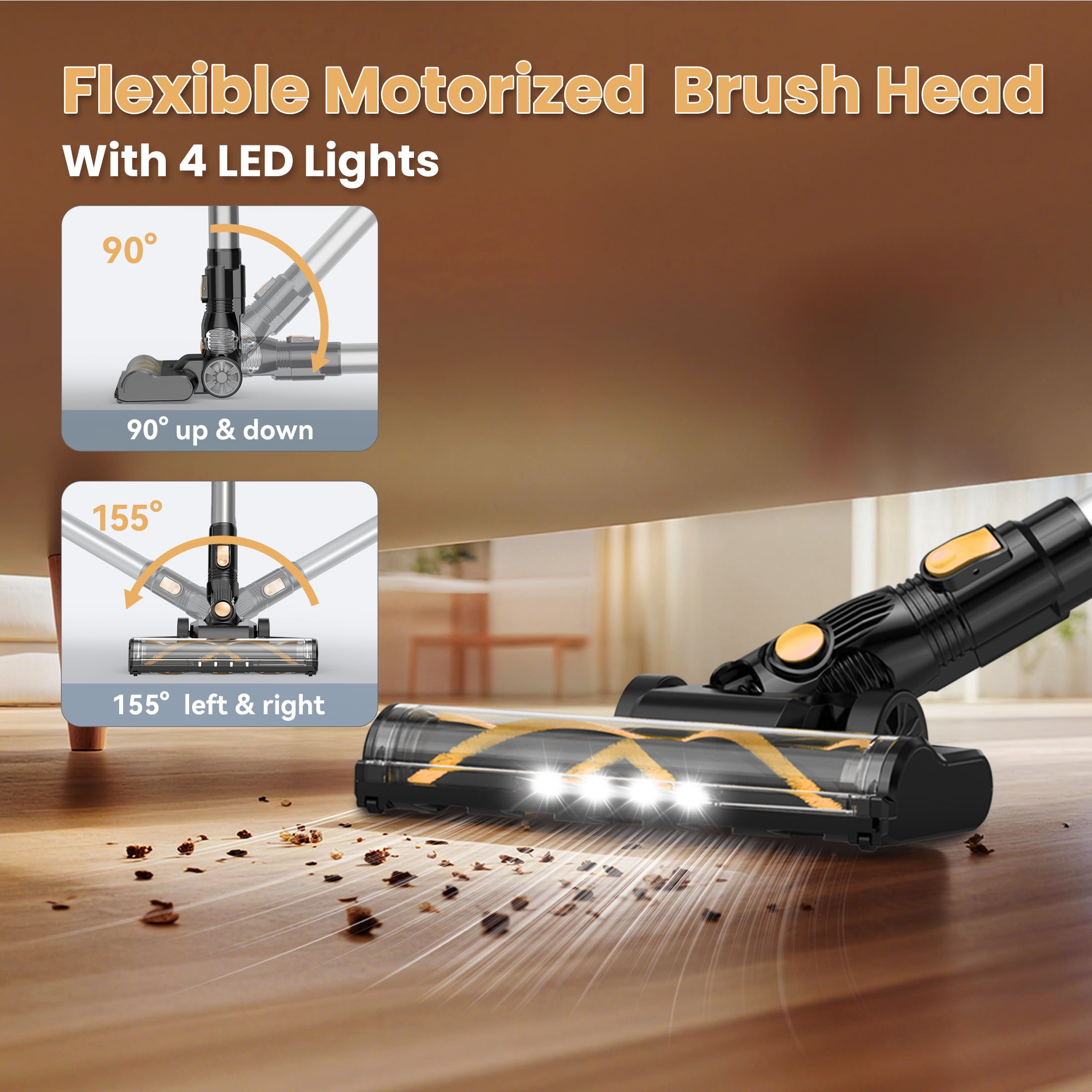 YOMA Cordless Vacuum Cleaner, 6 in 1 Lightweight Handheld&Stick Vacuum for Home Hard Floor Carpet Pet Hair