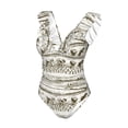 thumbnail image 4 of Yiaed Rice Harvest Print Women's Ruffled One Piece Swimsuit V Neck Swimwear Slimming Monokini for Woman-XX-Large, 4 of 8