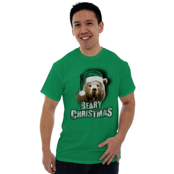 Funny Christmas Santa Bear Pun Men's Graphic T Shirt Tees Brisco Brands S