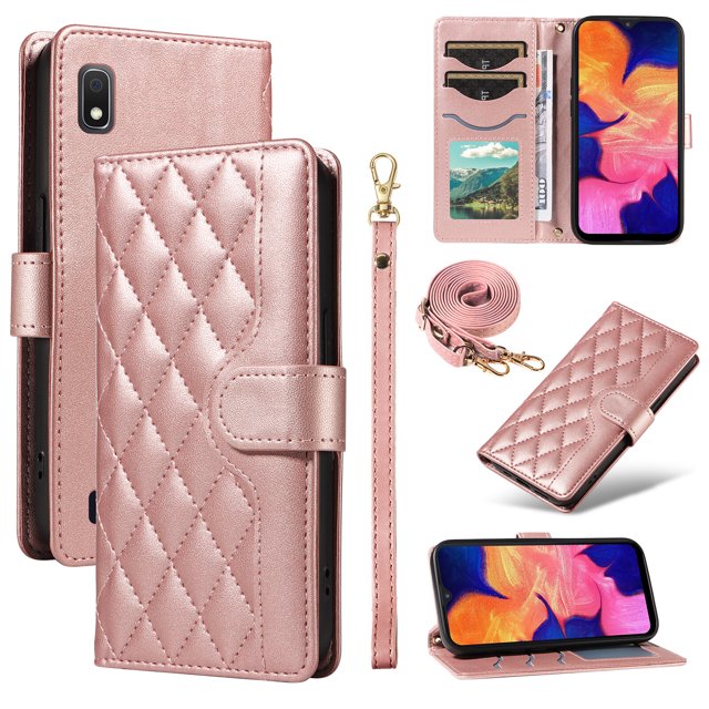 Samsung Galaxy A10 Phone Case , Wallet Flip Cover Adjustable Crossbody Lanyard Magnetic Card Slots