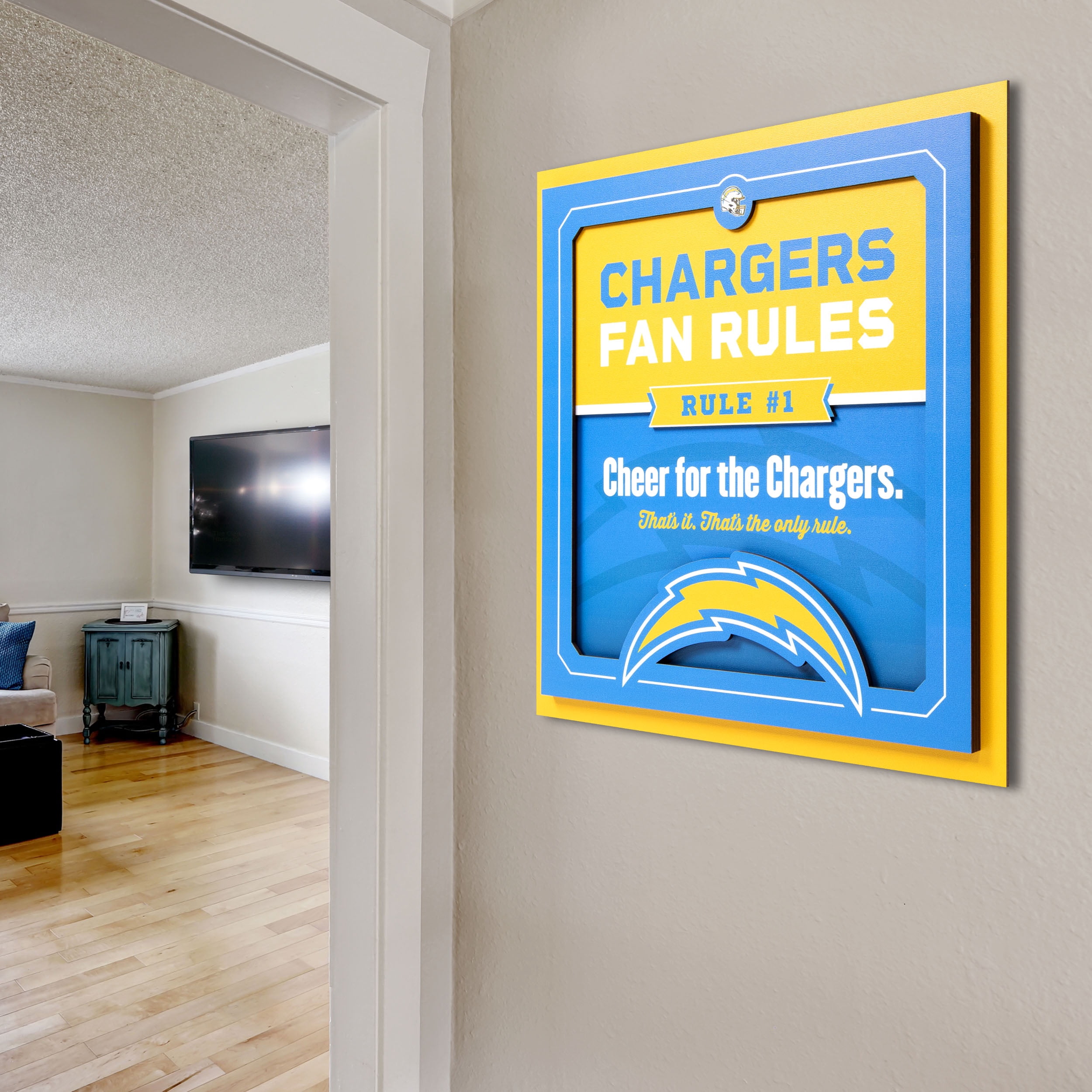 YouTheFan NFL Los Angeles Chargers Fan Rules 3D Wall Art