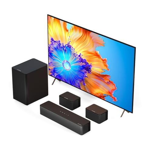 ULTIMEA Barra de sonido envolvente virtual 5.1, potencia máxima 320 W, sistema de sonido envolvente, barra de sonido de cine en casa para Smart TV con altavoces envolventes ajustables y subwoofer, bar