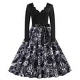 thumbnail image 1 of Vestido ajustado de mujer con estampado de calavera y cuello en V de manga larga para mujer a la moda de Halloween Pompotops hdfakjf7815, 1 of 8