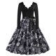 thumbnail image 1 of Vestido ajustado de mujer con estampado de calavera y cuello en V de manga larga para mujer a la moda de Halloween Pompotops hdfakjf7815, 1 of 8