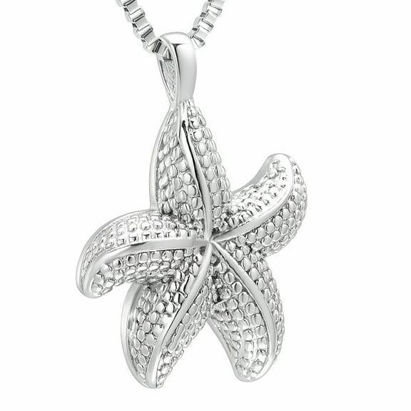 Personalize Stainless Steel Starfish Urn Pendant Memory Necklace for Cremation Ashes Keepsake Memorial Jewelry