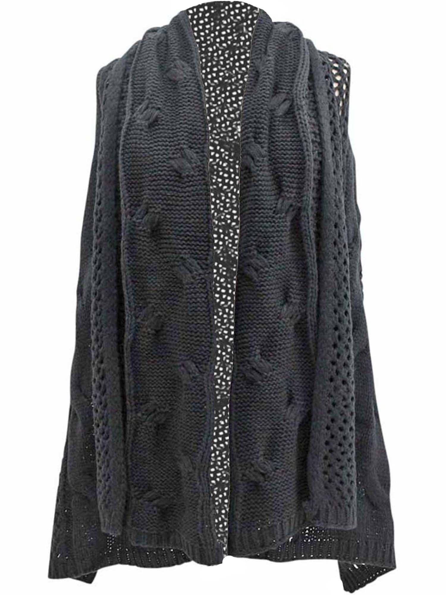 Luxury Divas Black Open Knit Versatile Poncho Sweater Vest