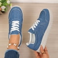 thumbnail image 6 of Women's Platform Canvas Walking Shoes Breathable Lace Up Non Slip Work Shoes with Arch Support Comfortable Slip On Sneakers Blue Size 8.5, 6 of 8