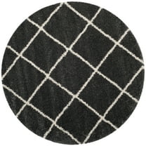 SAFAVIEH Hudson Amias Geometric Shag Area Rug, Dark Grey/Ivory, 8' x 8' Round
