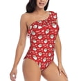 thumbnail image 3 of Sikiie Merry Christmas Santa Claus A Print Women One Piece Swimsuits Tummy Control One Shoulder Bathing Suits Ruffle Swimwear, From S to XXL-X-Large, 3 of 6