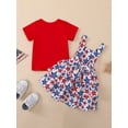 thumbnail image 4 of Arvbitana 12M 18M 24M 3T 4T 5T Toddler Baby Girl 4th of July Outfit Long Sleeve Crew Neck Top T-Shirt Suspender Cake Skirt Clothes Set 2Pcs, 4 of 9