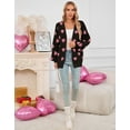 thumbnail image 2 of Women's Heart Knit Cardigan Sweater, V-Neck Long Sleeve Loose Fit Casual Knitwear for Fall and Winter, 2 of 8