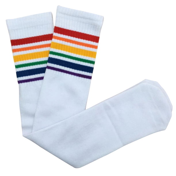 Sonducket Calcetines de tubo medio Algodón puro Forro cómodo Gran elasticidad Medias lindas Diseño de rayas Absorbente de sudor para niños Medias tipo 45 Sonducket AP009517-45