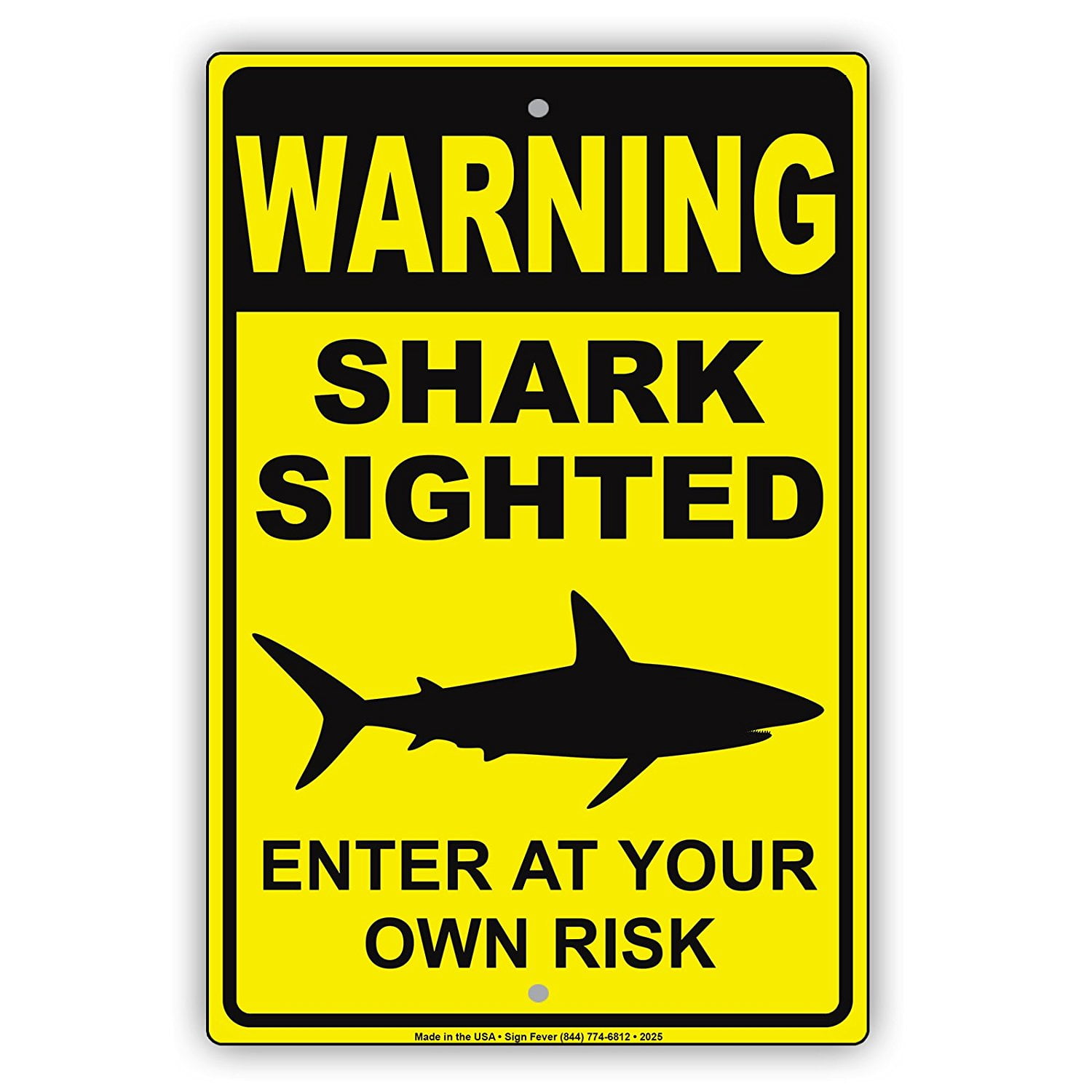 Beware Of Shark Vintage Aluminum Retro Metal Sign 8” x 12” 
