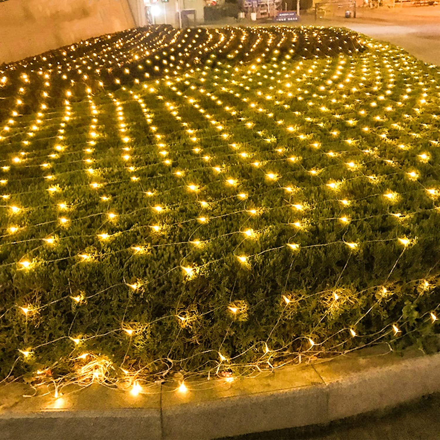 Christmas LED Net Lights Outdoor, Waterproof Mesh String Light, 200 LED 9.8 FT x 6.6 FT 8 Modes Plug in, Decor for Bushes Garden Party Xmas Tree,Warm White