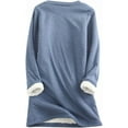 thumbnail image 2 of Aricy Sweatshirts for Women Plus Size Winter Warm Sherpa Lined Fleece Crewneck Sweaters Pullover Basic Solid Loungewear Long Sleeve Thicken Thermal Tunic Tops, 2 of 4