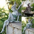 thumbnail image 3 of Sitting Fairy Garden Statue, Sitting Fairy Garden, Resin Sitting Fairy Garden Ornament for Garden Decoration, 17cm (Brown), 3 of 4