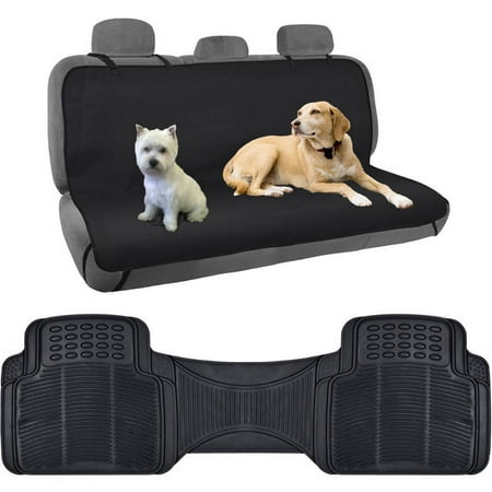 BDK TravelDog Car Seat Covers for Rear Bench, 100 Percent Waterproof, 2 Size with Rubber Floor