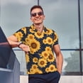 thumbnail image 4 of Fotbe Navy Blue Plaid Sunflower Camiseta Polo de Golf para Hombre con Estampado – Camisa Deportiva Transpirable con Cuello Abotonado-Medium, 4 of 6