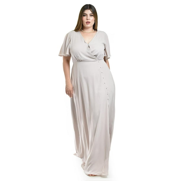 Vestido largo con abertura Roman Fashion / Tallas Extras, 2010 (Hueso) beige 40