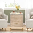 thumbnail image 2 of Night Stands for Bedrooms, Tribesigns White and Gold Light Wood Grain Nightstands with 3 Drawers Bedside End Tables Storage for Living Room, 2 of 6
