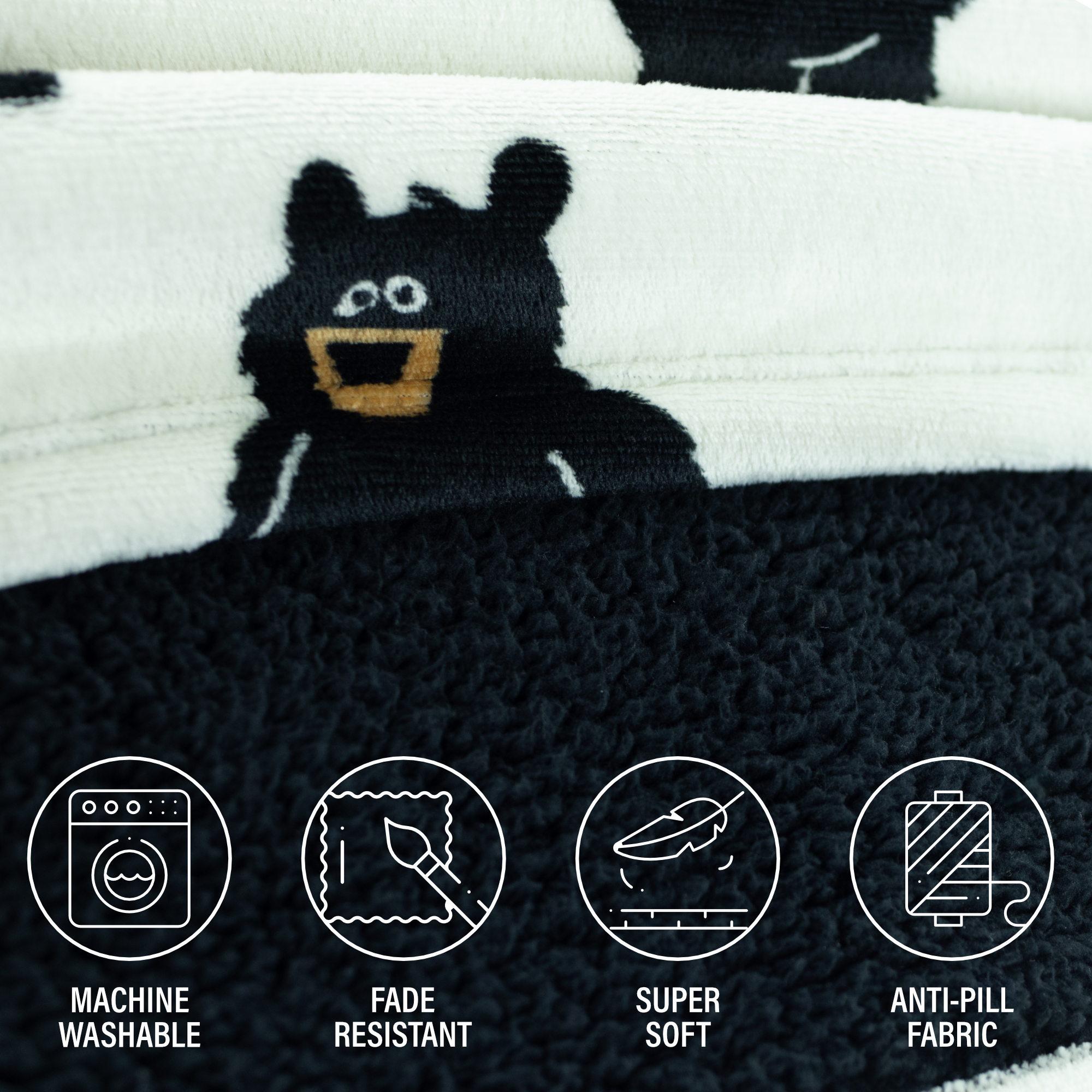 Lazy One Oversized Blanket Hoodie, Comfortable Sleepwear, Oversized Hoodies for Women and Men, One Size Fits All Wearable Blankets (Black Bear)