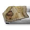thumbnail image 3 of Retro Soft Flannel Fleece Throw Blanket, Antique Greek Columns Vase Olive Branch Hellenic Heritage, Cozy Plush for Indoor and Outdoor Use, 70" x 90", Pale Brown Cinnamon, by Ambesonne, 3 of 6