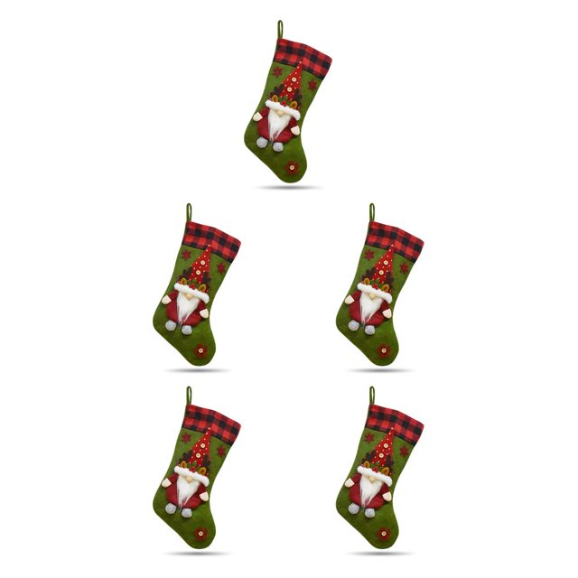 Calcetín de Navidad Inteprter decoración sin rostro rojo 5Conjunto