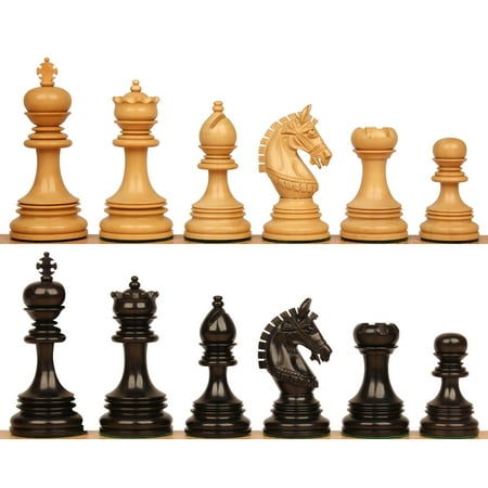 Chetak Staunton Chess Set with Ebony & Boxwood Pieces - 4.25" King