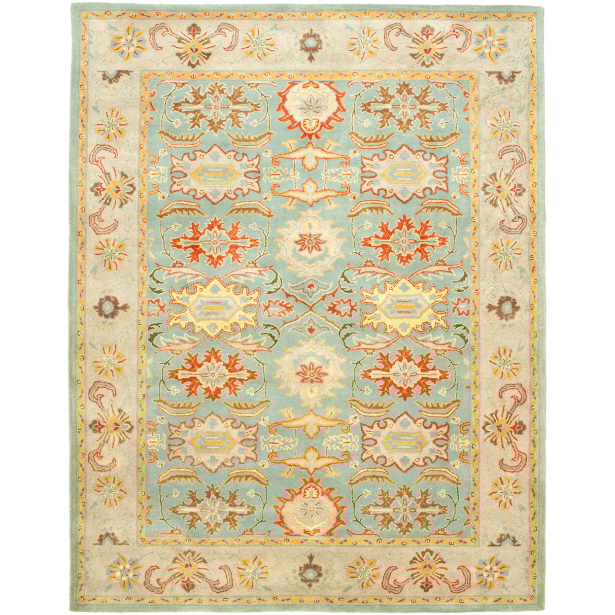 thumbnail image 3 of SAFAVIEH Heritage Giles Traditional Wool Area Rug, Light Blue/Ivory, 6' x 6' Round, 3 of 11