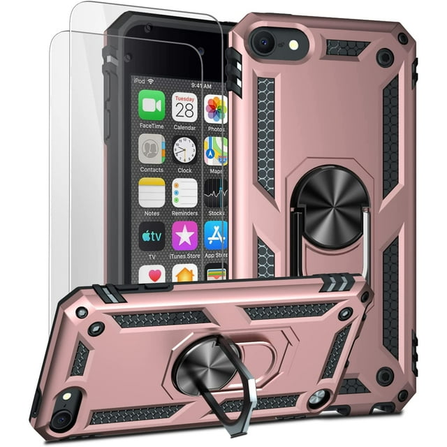 Étui iPod Touch 7 pour Enfants, Étui iPod Touch 6, Étuis iPod Touch 5, Étui Antichoc Robuste avec Support pour Apple iPod Touch 7e/6e/5e Génération, Rouge