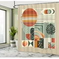 thumbnail image 4 of Ambesonne Monstera Shower Curtain, Mid Century Boho Abstract, 69"Wx75"L, Cinnamon Pale Sage Green, 4 of 4