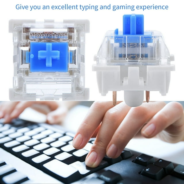 Interruptor de Teclado Mecánnico de 10 piezas, Interruptor Azul Montado en PlacA de 3 Pines Con Carcasa Transparente Con Retroiluminaciód Liderada para Teclado Mecánico Para
