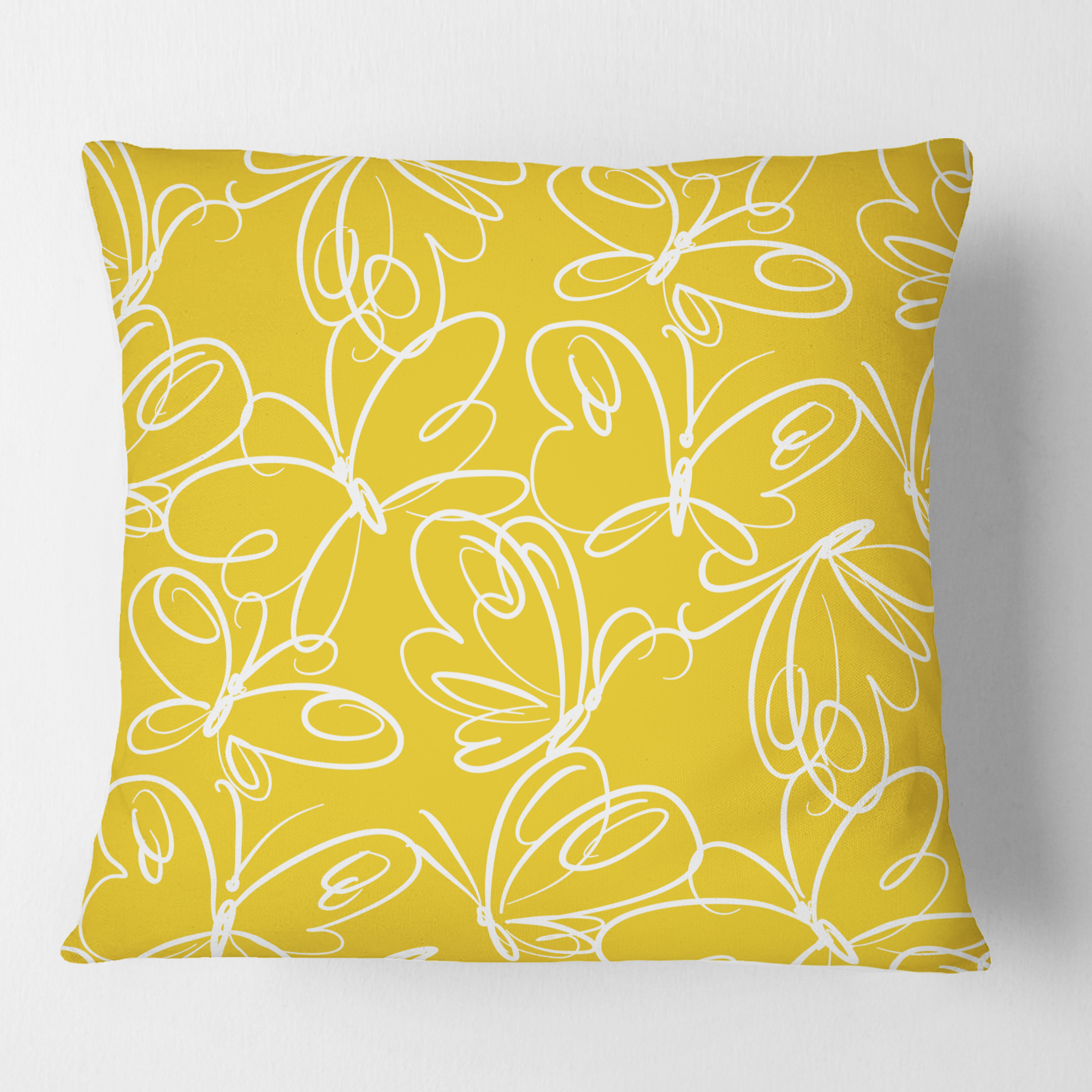 Designart Butterflies hand drawn color pattern' Mid-Century Modern Throw Pillow - 16x16