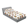 thumbnail image 3 of Ambesonne Animal Fitted Sheet & Pillow Sham Set, Dog Heads Puppy Canin, Queen, White Yellow Chocolate, 3 of 3