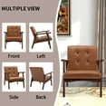 thumbnail image 3 of Bonzy Home Mid-Century Modern Accent Chair Upholstered Leather Armchair with Solid Wood Frame, Leisure Chair Reading Chair for Living Room Bedroom, 3 of 10