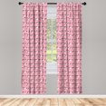 thumbnail image 2 of Ambesonne Japanese Print Curtains, Simplistic Crane Art, Pair of 28"x63", Pale Pink Charcoal Grey, 2 of 4