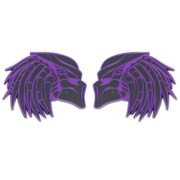 Purple/Black Right & Left Facing Predator Emblem Badge (Set of 2) Auto Car Truck