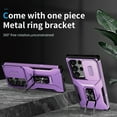 thumbnail image 5 of Phone Case for Samsung Galaxy S23 Ultra Case with Sliding Camera Cover, with 360° + 100° Free Rotation Metal Finger Ring Bracket, Fit Magnet Car Mount, 2 In 1 Case Cover for Galaxy S23 Ultra, Purple, 5 of 8