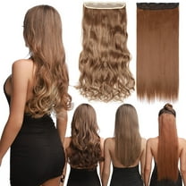 SEGO 3/4 Full Head Curly Wave Clips in Hair Extensions Synthetic Hairpieces for Women One Piece 5 Clips