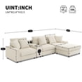 thumbnail image 2 of LUCKHAO Corduroy Modular Sectional Sofa with Bluetooth Speakers, 114*64'' L Shaped Upholstered Deep Seat Couch , with Console,USB Charger,Cup Holders,Storage,Ottoman, 2 of 23