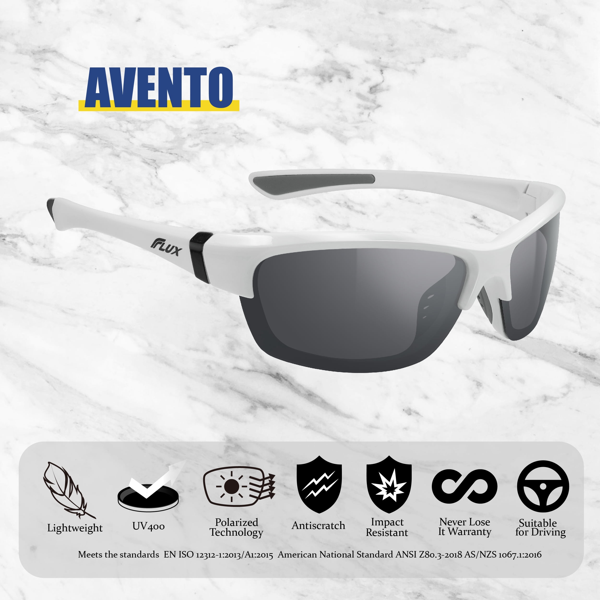 Flux Avento White Polarized Sports Sunglasses for Men & Women