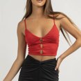thumbnail image 4 of Sngxgn Tank Top for Women Sleeveless Top V Neck Shirts Spaghetti Strap Camisole Tank Blouse(Red,S), 4 of 7