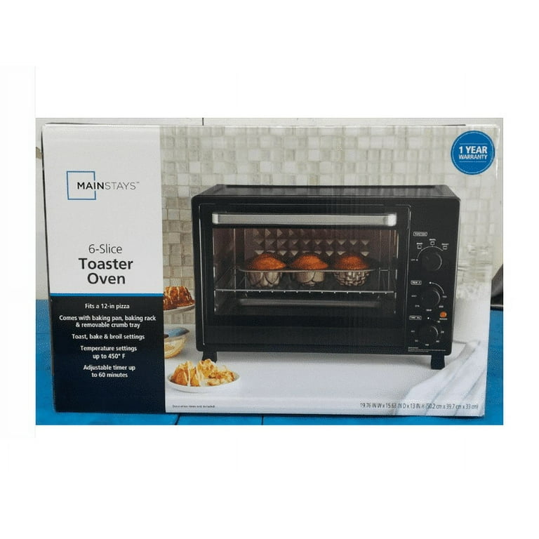 Mainstays XL Toaster Oven, 32L/ 6-Slice Family Size, Black, 1500W