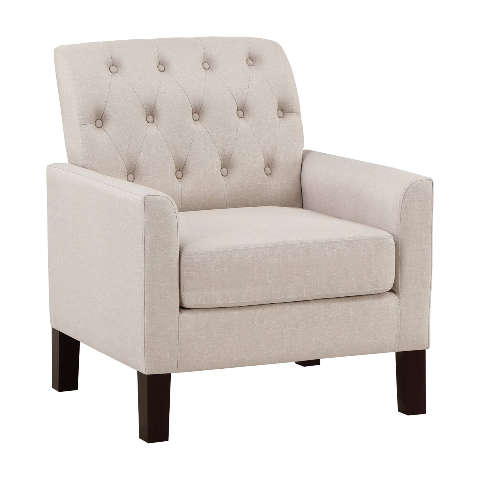 Gewnee Beige 30” Linen Accent Armchair, Solid Rubberwood Legs, Suitable for Living Room & Balcony