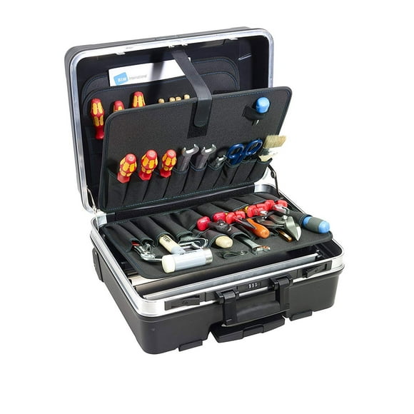 B&W International GO Portable Wheeled Rolling Tool Case Box with Pocket Boards