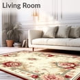thumbnail image 2 of ODIKA 6' x 9' Machine Washable Non-Slip Area Rug, Traditional flower High Traffic Rug, Beige, 77280, 2 of 7
